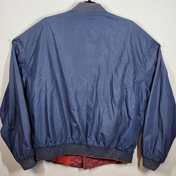 Vintage Reversible Bomber Jacket Mens Large Maroon White Blue Colorblock 80s 90s - Picture 5 of 5